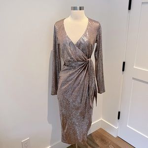Midi sparkle wrap dress